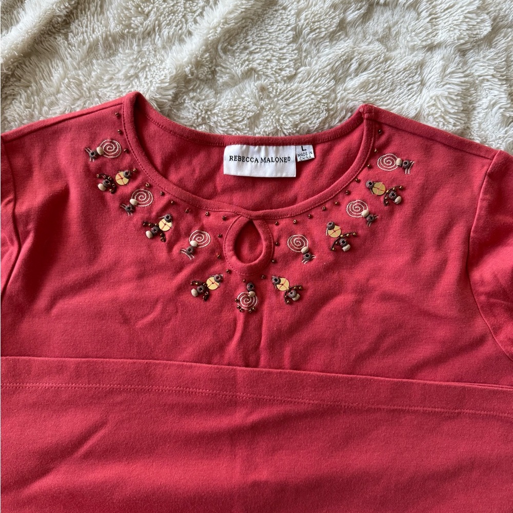 Rebecca Malone Women Embellished Red Shirt - Picture 2 of 5